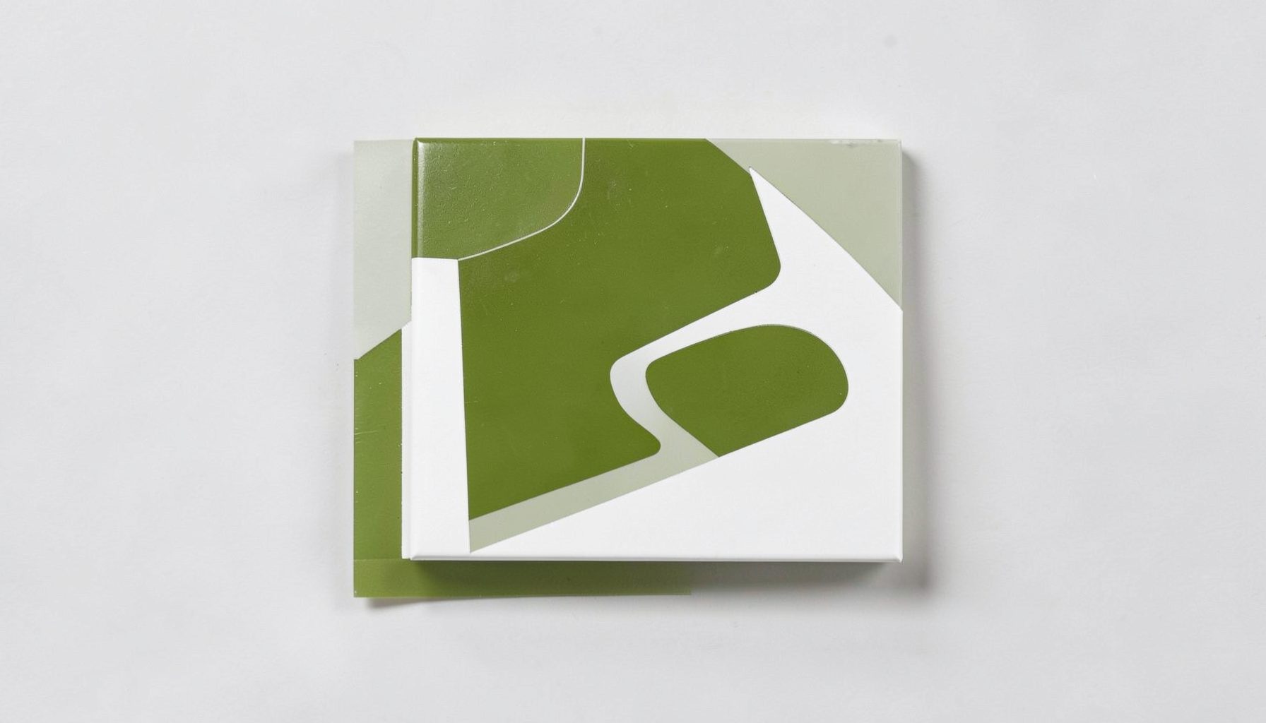 Podcast and audio-themed abstract tile in olive green and white, modern media aesthetic