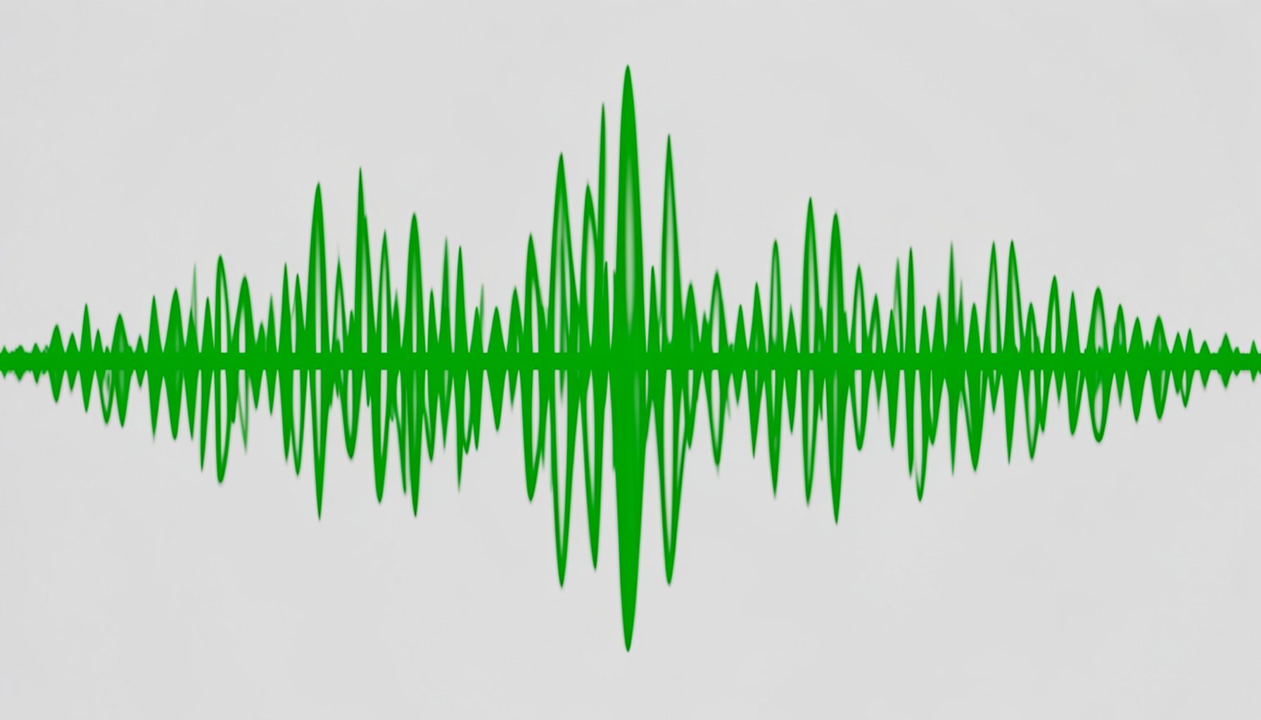 Abstract green waveform pattern on a light grey background, representing audio broadcasting